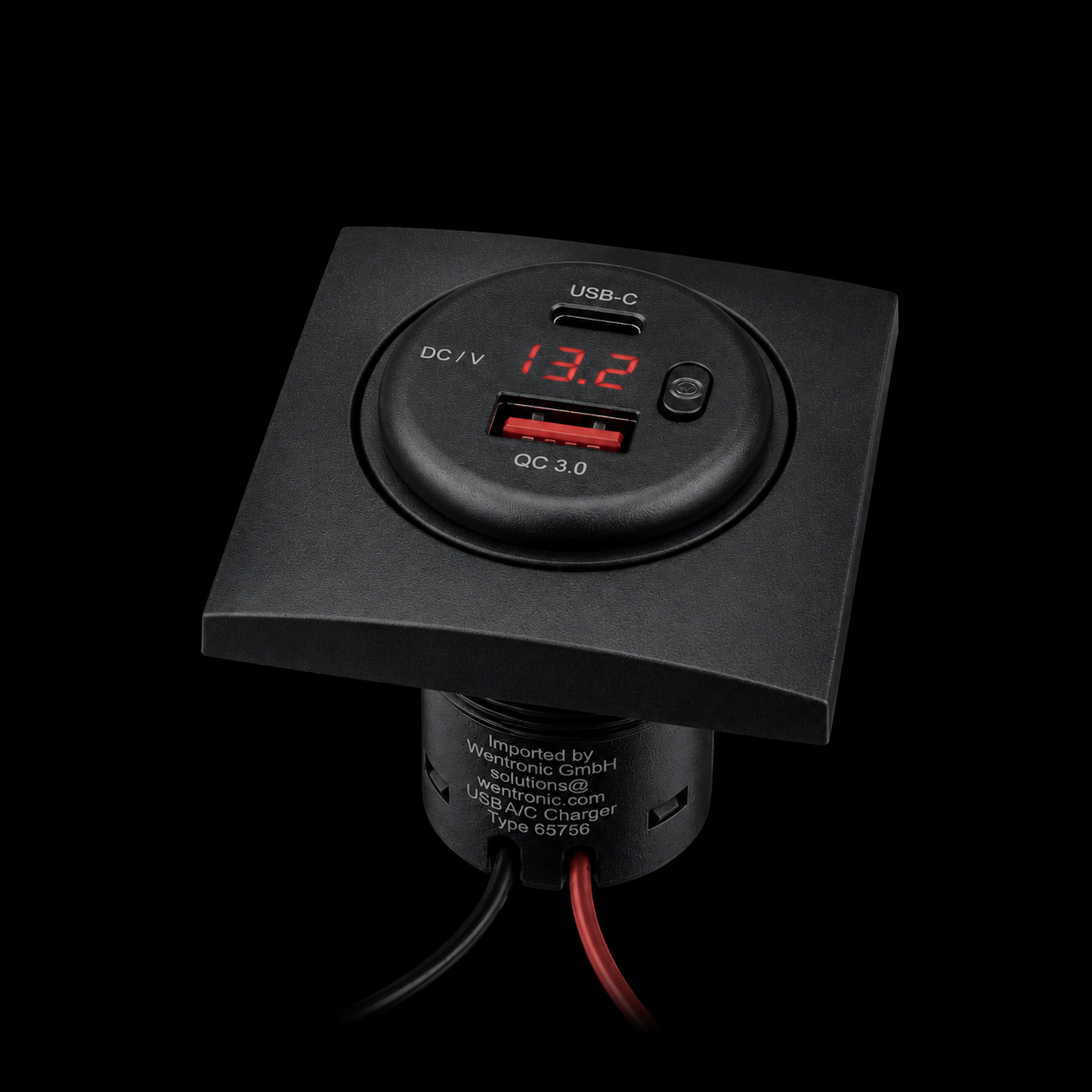 Dual Built-In Charger — USB-A/USB-C™ with LED Indicator & Button